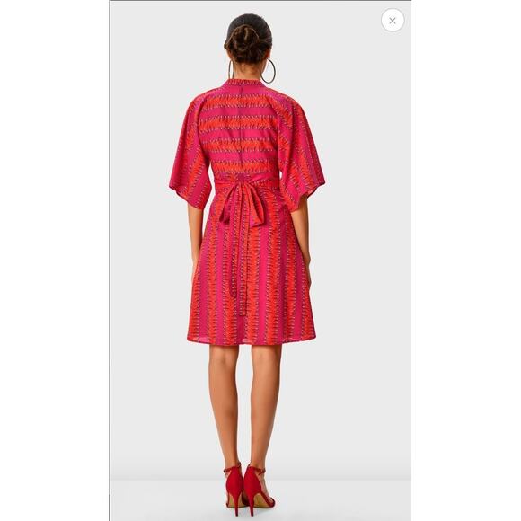 WAYWARD FANCIES Hot Pink Tropical Linear Graphic Print Cotton Voile Dress Sz 10 - Picture 2 of 13